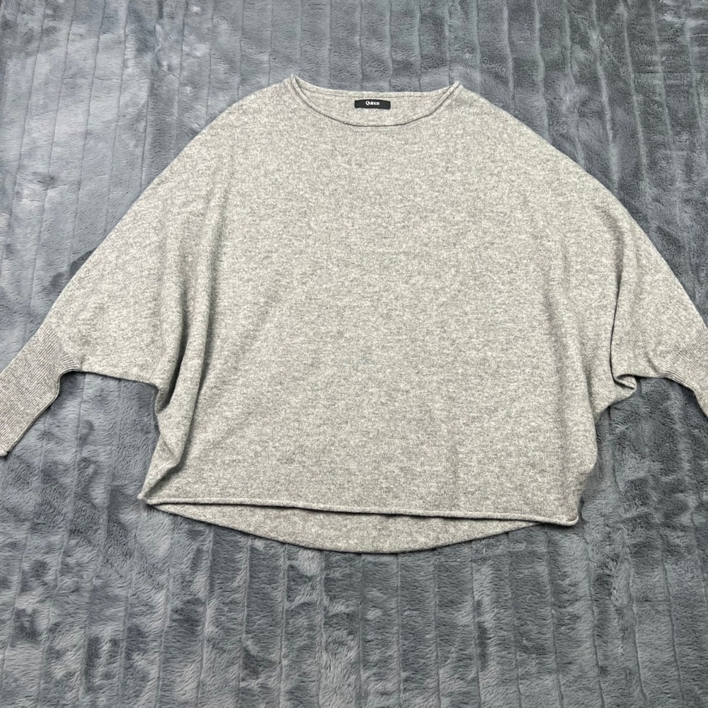 Quince 100% Cashmere Batwing Sweater Heather Gray One Size Oversized Boat Neck